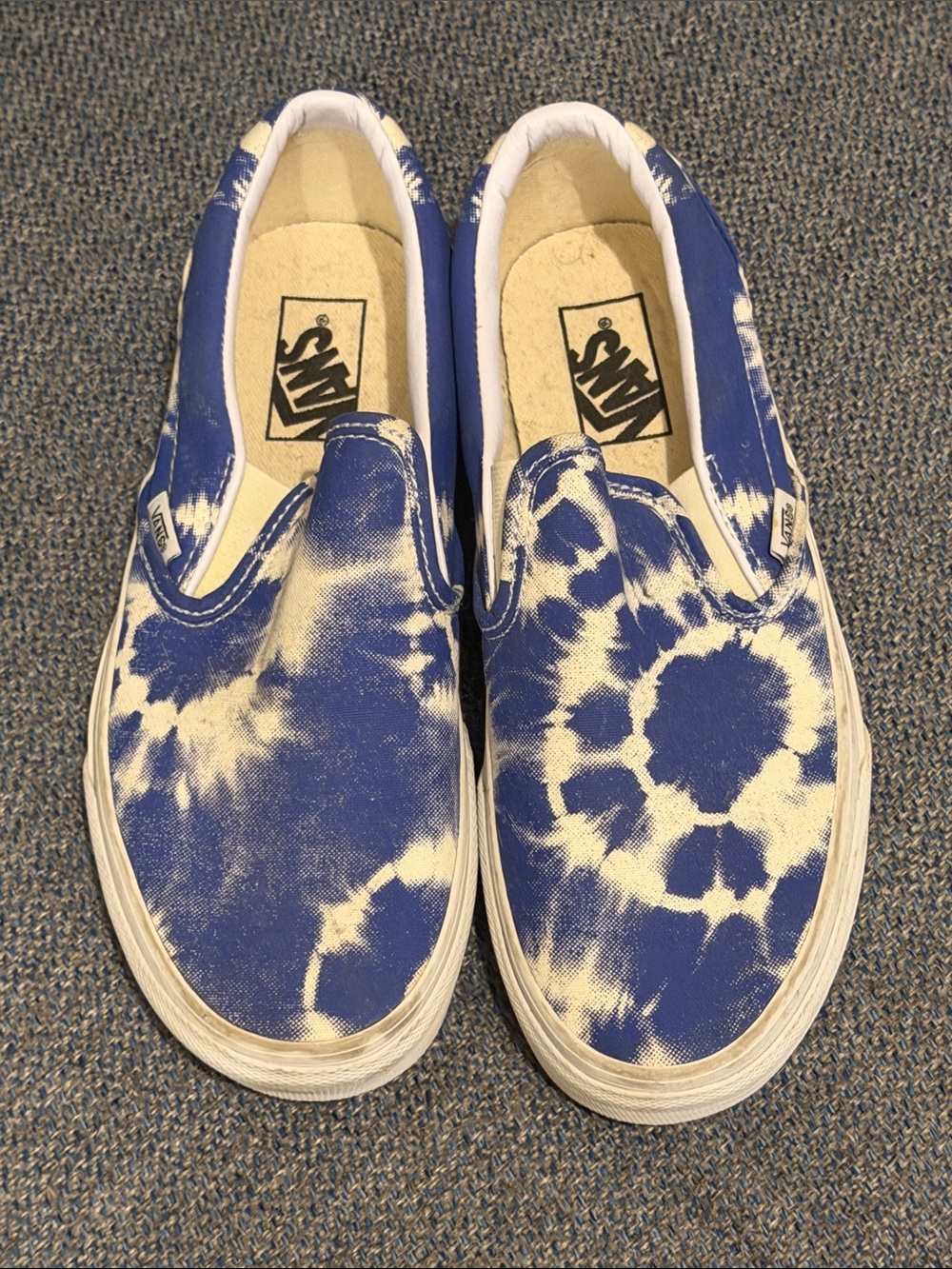 Vans Womens 8.5 Slip-On Tie-Dye Sneakers - Blue & White